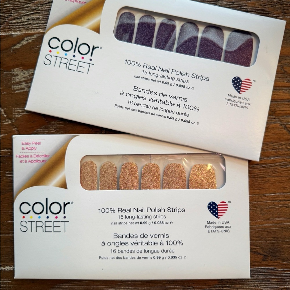 2 pack - Color Street Nail Polish Strips - Glittering Purple and Shimmering Gold
